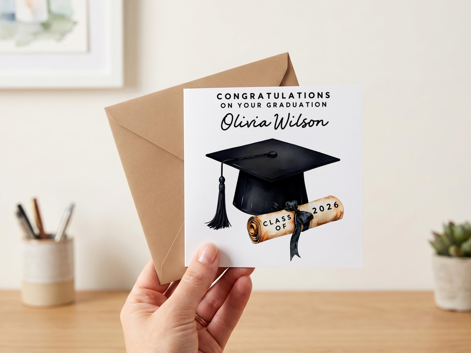 Personalized Graduation Card, Custom Inside Message Card, Diploma ...