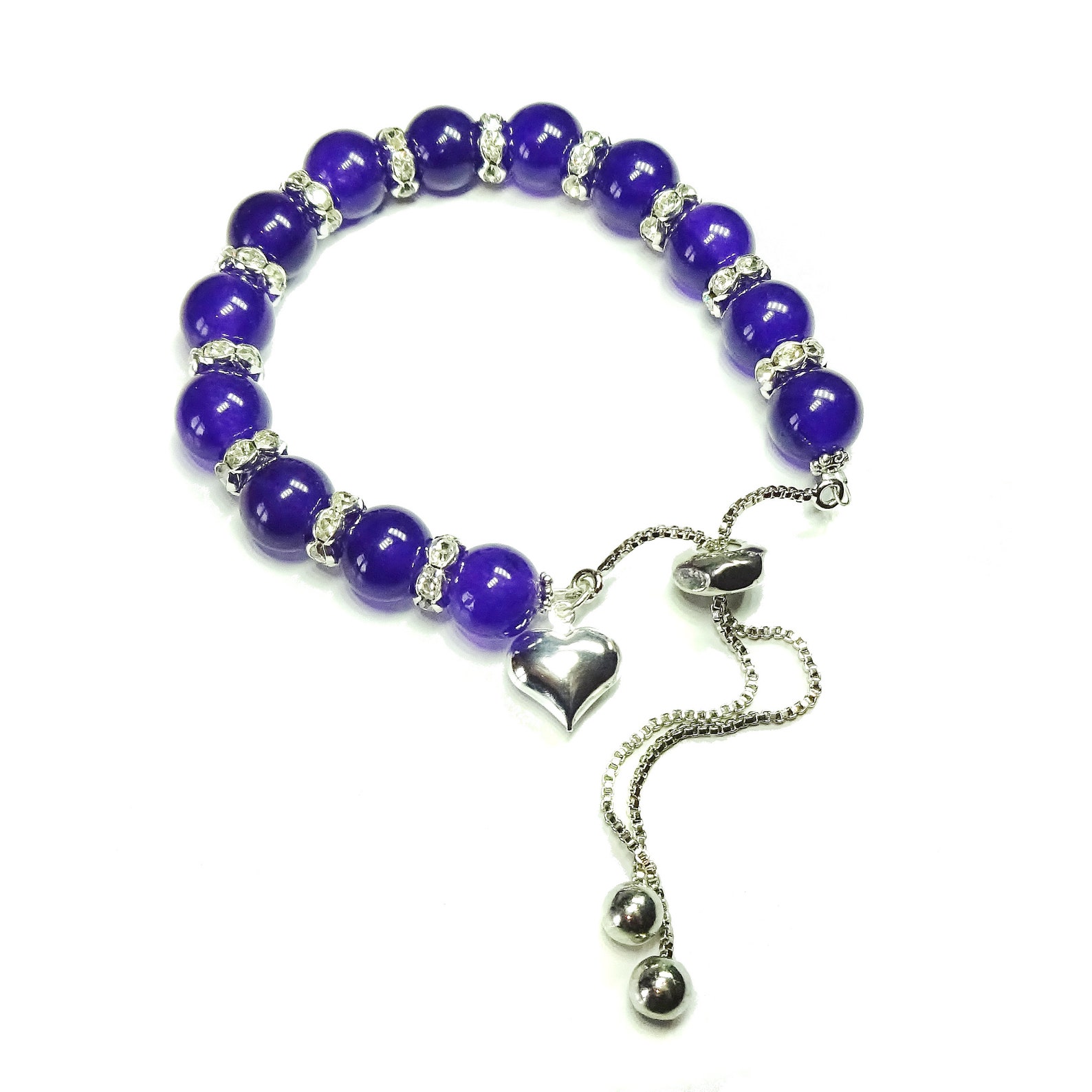 Purple Quartz Gemstone & Crystal Rhinestone Slider Chain Etsy