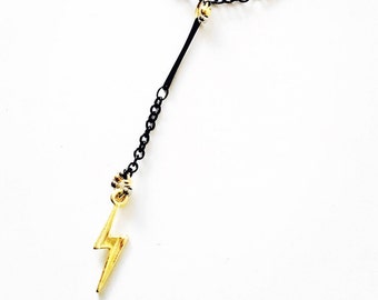 ★MIDNIGHT MOMENT.★ boly necklace BOLT Pendulum Necklace in Midnight & Antiqued Gold. Gift Box