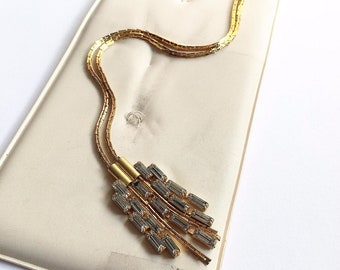 Vintage 1960's Czech Art Deco Gold Necklace. The Perfect Gift. Arrives in a Gift Box w/Ribbon. FREE Worldwide Shipping.