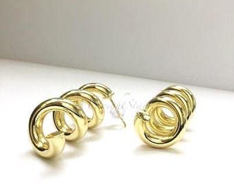 Coil Spring Spiral Earrings. High Quality 24k Gold Filled. Quite Unique. Perfect for a Date Night. Gift Box Included. Free US Shipping.