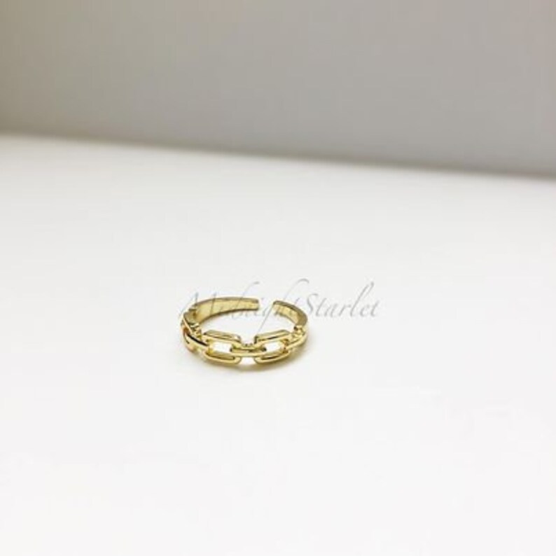 24k Gold Filled Adjustable Gift Box Included. Simple Style Dress It Up or Dress It Down Everyday Chain Link Ring Great For Everyday