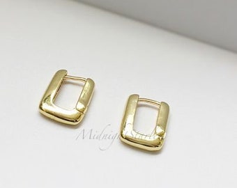 Gold Lever Back Earrings. Rectangular Shaped, 24k Gold Filled. Perfect for that Zoom Work Call. Gift Box Included. Free US Shipping.