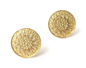 Gold Sand Dollar Earrings. Coastal Stud Earrings. Beach Jewelry Gift for Her. Ocean Inspired Earrings. Nautical Jewelry