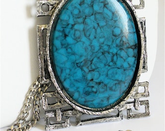 Vintage Cameo Necklace -Turquoise Cameo in a VINTAGE SETTING from the Mid 1900's