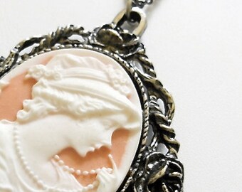 Pearls of Beauty-Vintage Cameo Necklace