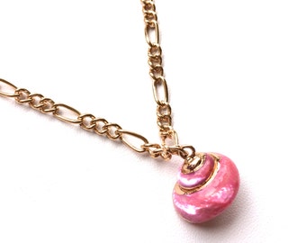 Hot Pink Snail Sea Shell Necklace. You Choose Chain Length. FAST Shipping with Tracking for Domestic Buyers. Gift Box Included.