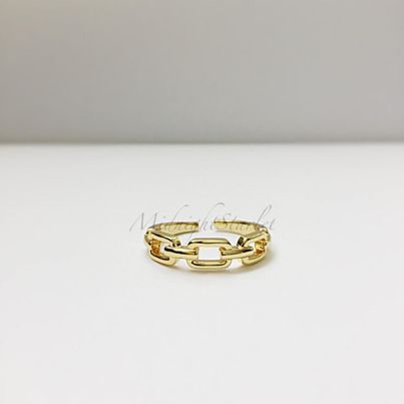 24k Gold Filled Adjustable Gift Box Included. Simple Style Dress It Up or Dress It Down Everyday Chain Link Ring Great For Everyday
