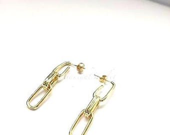 Vintage Inspired Gold Chain Link Dangle Earrings. 3 Link Drop. Minimalist Modern Statement Jewelry. Everyday Chic Gift. Old Hollywood Glam.