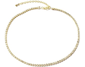 Rhinestone Cup Chain Choker Necklace, Convertible Wrap Bracelet, Wedding Jewelry, Bridesmaid Gift, Sparkly Statement Necklace. No AB. Classy