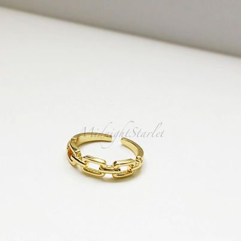 24k Gold Filled Adjustable Gift Box Included. Simple Style Dress It Up or Dress It Down Everyday Chain Link Ring Great For Everyday