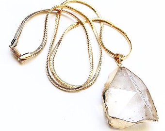 OOAK "BARI" Necklace. Clear Quartz. Electroformed Raw Gemstone. Crystal Healing. Positive Energy. 2021 "ADRIATIC" Collection.