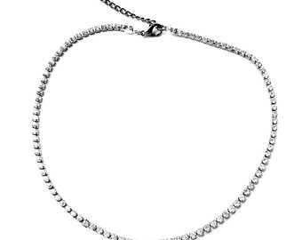 Rhinestone Cup Chain Choker Necklace, Convertible Wrap Bracelet, Wedding Jewelry, Bridesmaid Gift, Sparkly Statement Necklace. NO AB. Classy