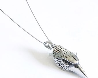 Flight of The Eagle Handcrafted Bird Pendant Necklace. Stainless Steel Silver. 18" Long Chain.