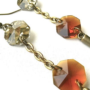Long Champagne & Amber Spike Dangle Earrings image 4