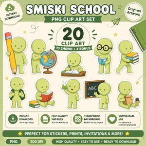 Smiski School Clipart Bundle, Student PNG SVG Set, Back To School Sublimation Files digital download
