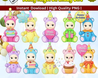Sonny angel Birthday PNG Bundle |  Clipart | Kawaii Baby PNG | Party Digital Download