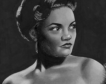 Original art Ink drawing Eartha Kitt