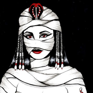 Original art Ink drawing Queen of the Nile