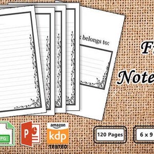 Printable Notebook Interior, Kdp Template, Journal Design, Kdp Ready, Self-Publishing Notebook, Writing Interior