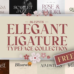 Elegante Ligatur Schriften Bundle, Moderne Schrift Sammlung, Professionelle Schriften, Digital Download, Grafikdesign Schriften, Einzigartige Kunst Typografie