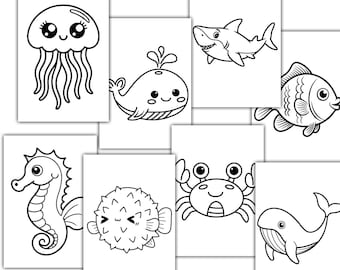 Ocean Animals Coloring Book for Kids | Instant Digital Download | Printable Sea Animal Coloring Pages