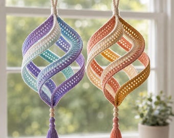 Crochet Hanging Ornament Pattern | Spiral Tassel Home Decor (PDF Download)