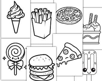 Fast Food Coloring Book For Kids, Printable Coloring Book For Kids, Easy Instant Download, Printable Coloring Sheets, Digital Fast Food