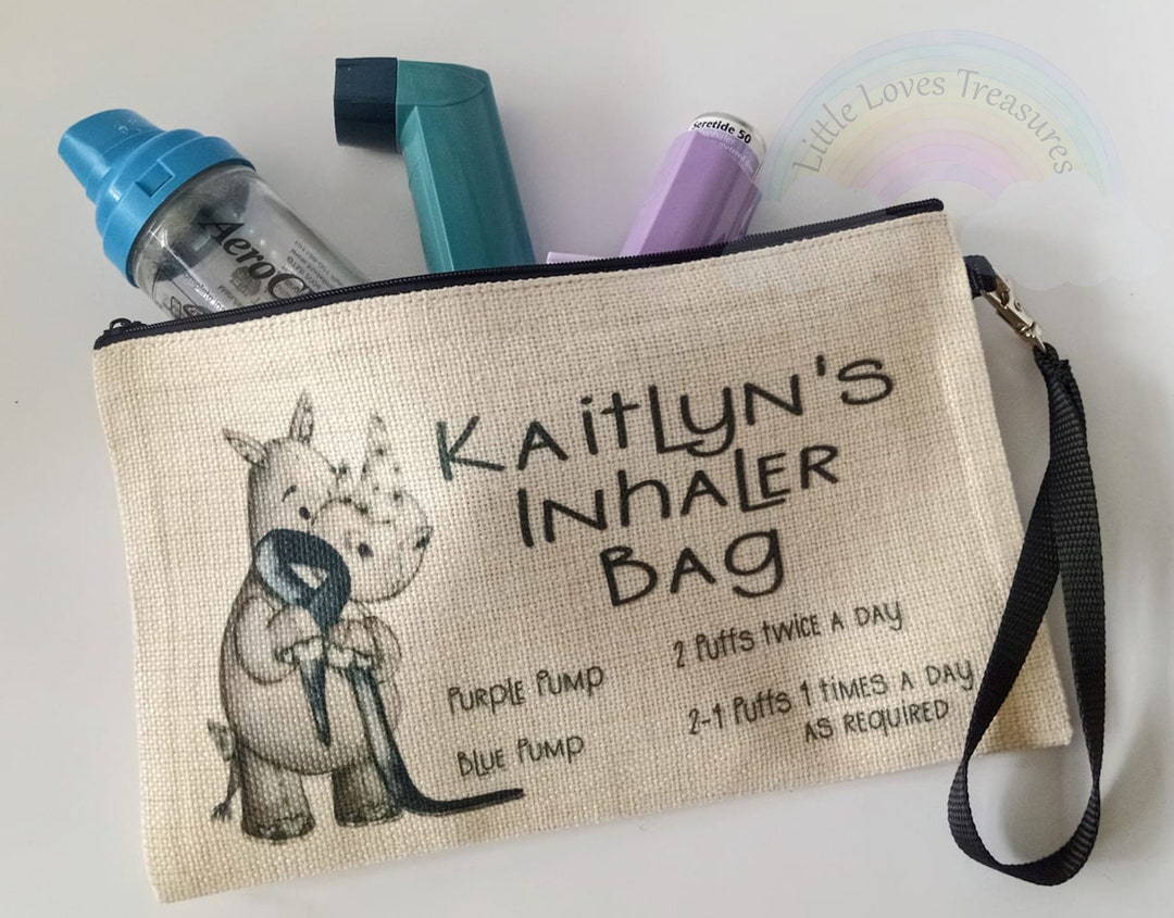 Personalised Asthma Inhaler Bag, Asthma Pumps Pouch, Medication Storage
