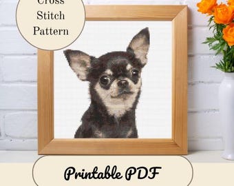 Brown Chihuahua Cross Stitch PDF Embroidery Pattern