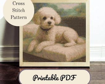 Poodle Cross Stitch PDF Embroidery Pattern