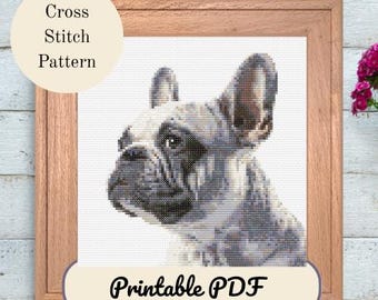 French Bulldog Cross Stitch PDF Pattern Embroidery
