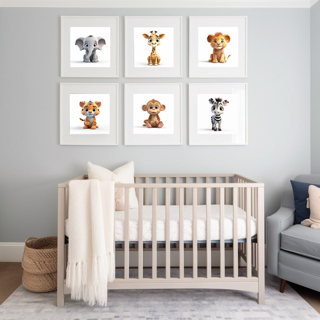 Set of 6 Cute Baby Animals Digital Download Prints for Kids Babies ...