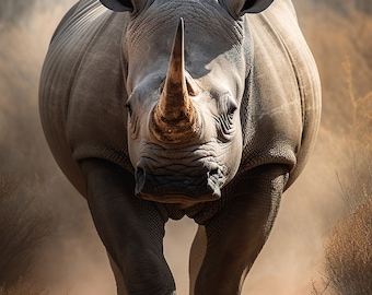 Rhino Closeup Rhinoceros Wildlife Photo Digital Download Print