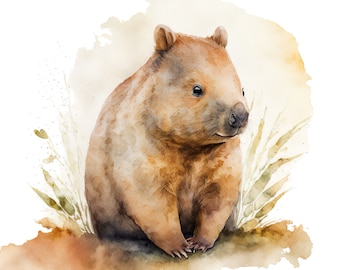 Wombat Australian Animal Watercolor Painting 3 Digital Download Print