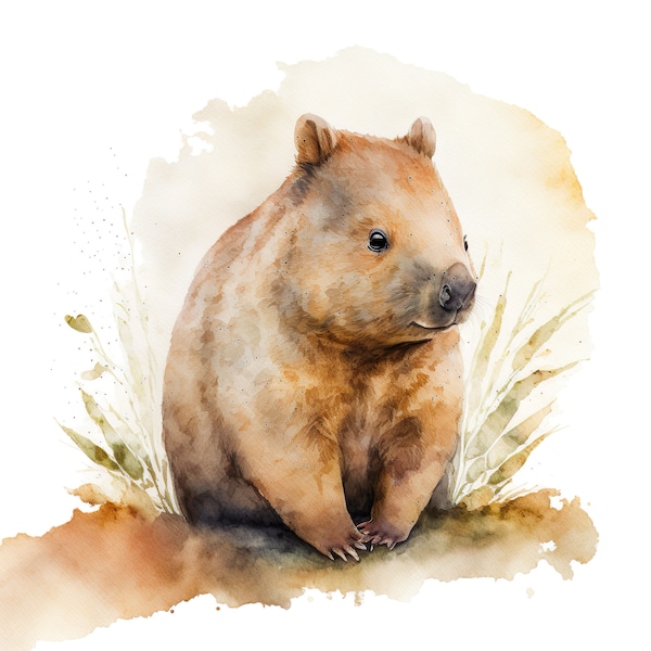 Wombat Australian Animal Watercolor Painting 3 Digital Download Print