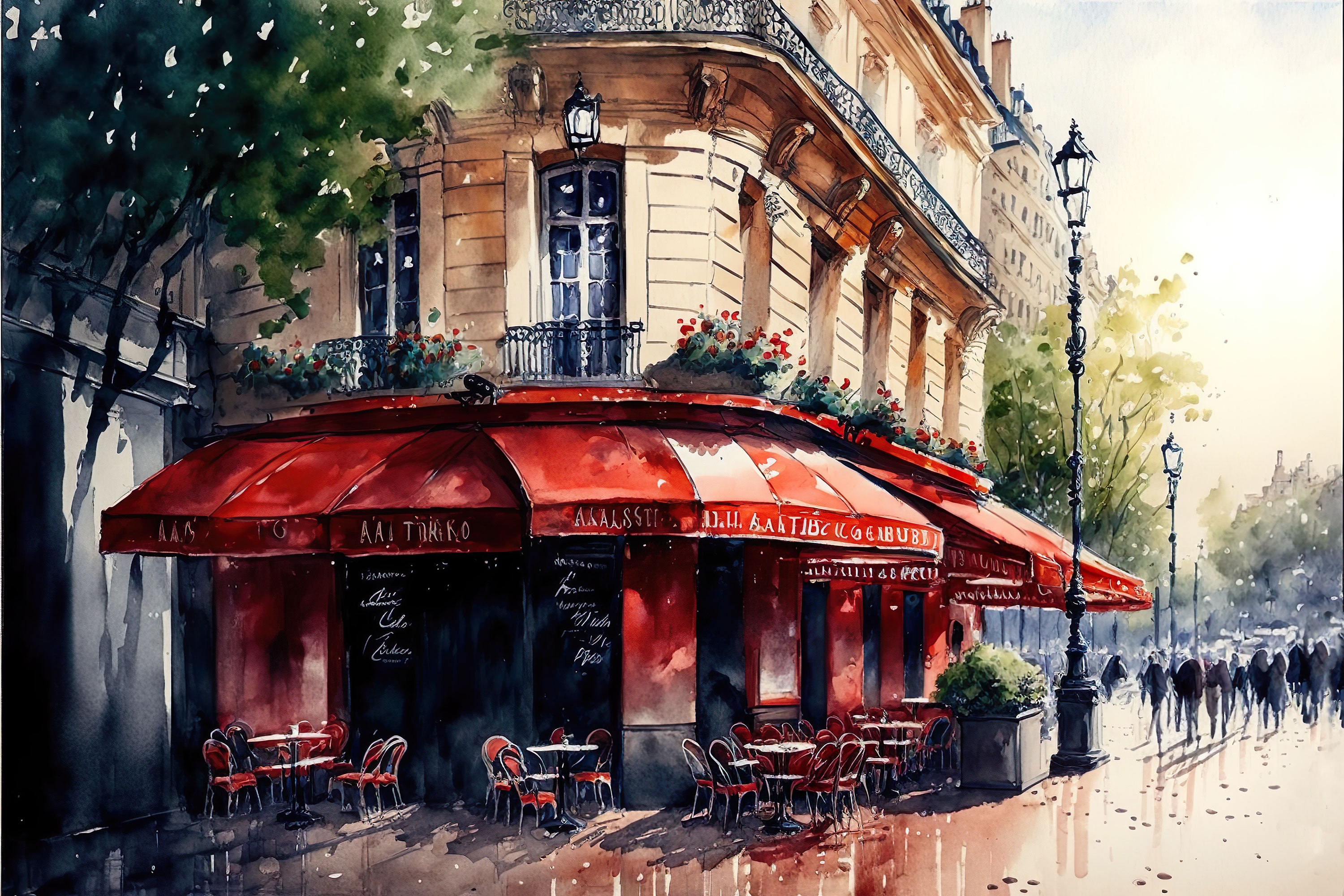 Paris French Corner Cafe Watercolor Painting 8 Digital Download Print paris-french-corner-cafe-watercolor-painting-8-digital-download-print