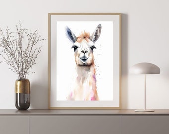 Llama Watercolour Painting Artwork 3 Digital Download Print
