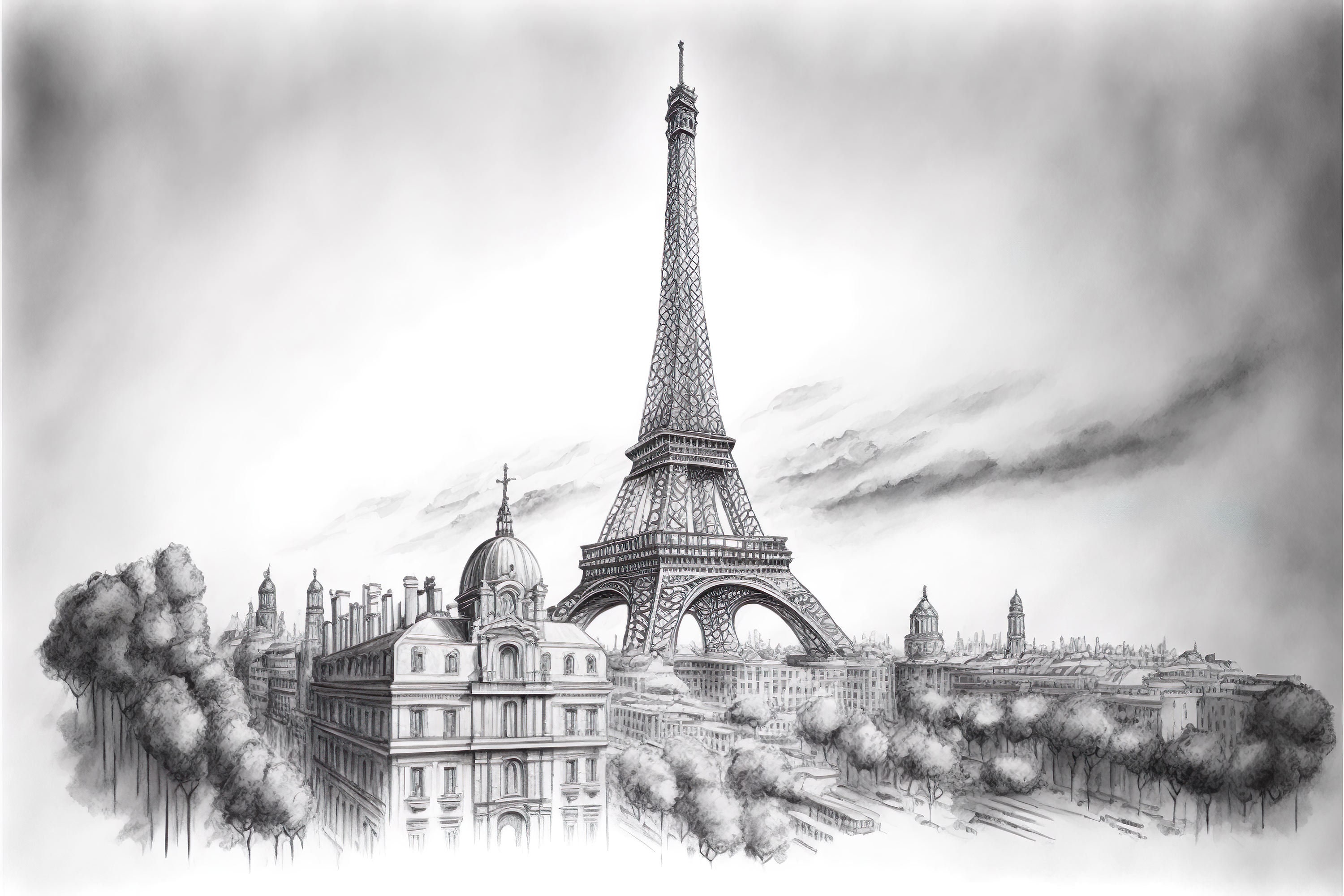 Eiffel Tower Drawing by Asna Fowmy | Saatchi Art