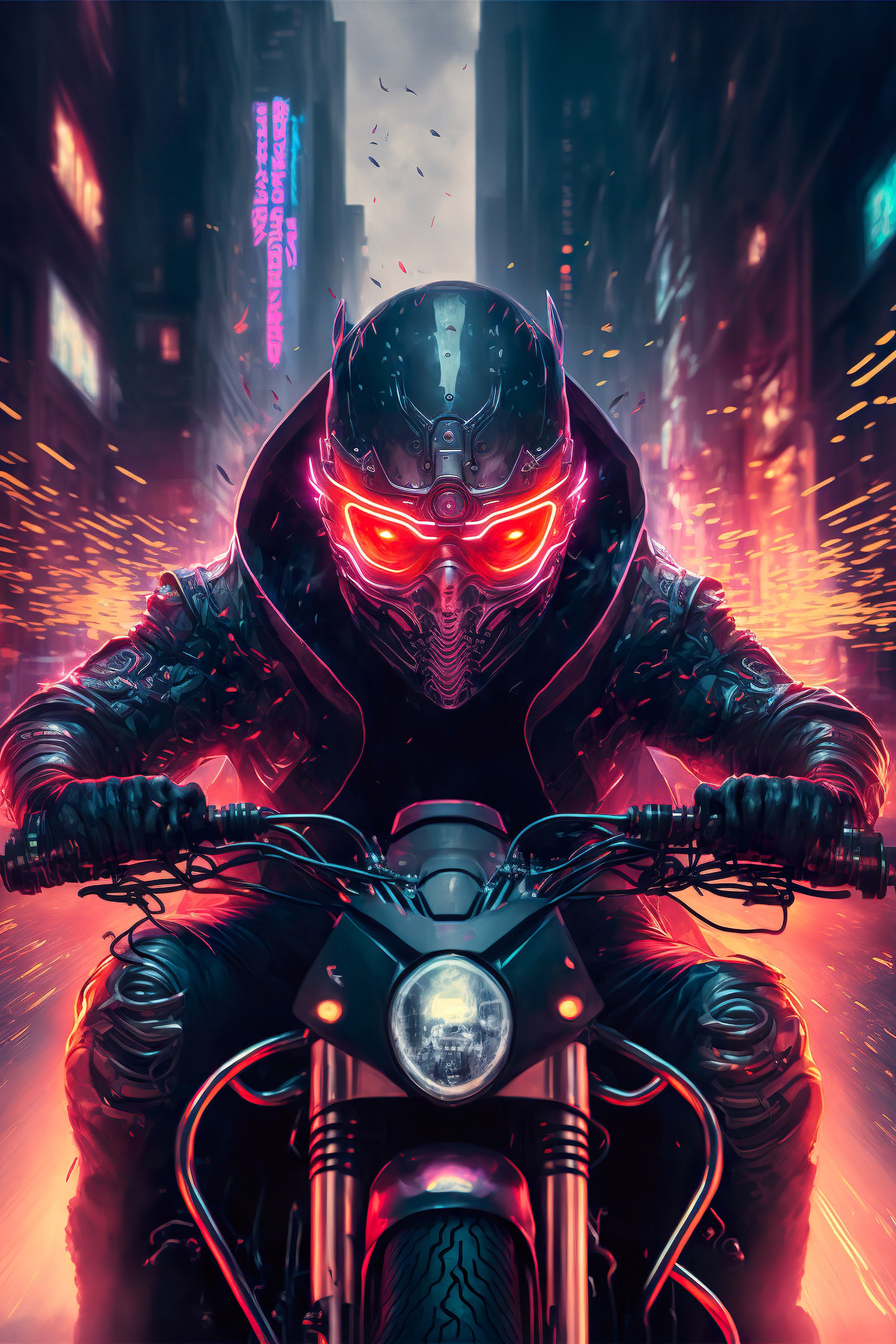 Cyberpunk Bike Girl Texting Phone 4k, HD Artist, 4k Wallpapers