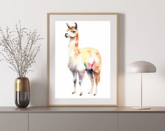 Llama Watercolour Painting Artwork Digital Download Print