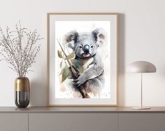 Koala Australian Animal Watercolor Painting Digital Download Print