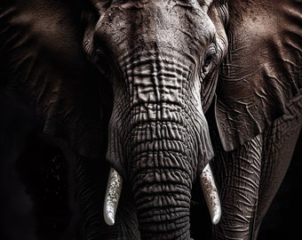 Elephant Closeup Wildlife Photo Digital Download Print