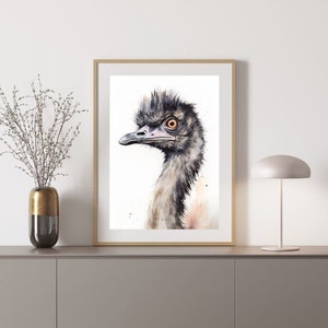 Emu Australian Animal Watercolor Painting Digital Download Print