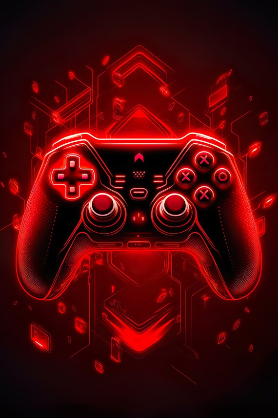 Art Poster Gaming Controller neon