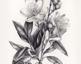 植物イラスト 鉛筆画 花 4 デジタル ダウンロード 印刷 - Etsy 日本