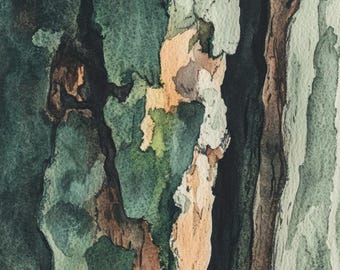 Gumtree Bark Abstract Close up Watercolour Painting 12 Digital Download Print
