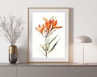 Kangaroo Paw 5 Australian Native Tree Flower Watercolour Painting Digital Download Print