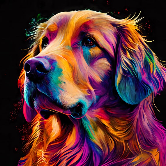 Abstract Labrador Golden Retriever Painting 2 Bright Colors