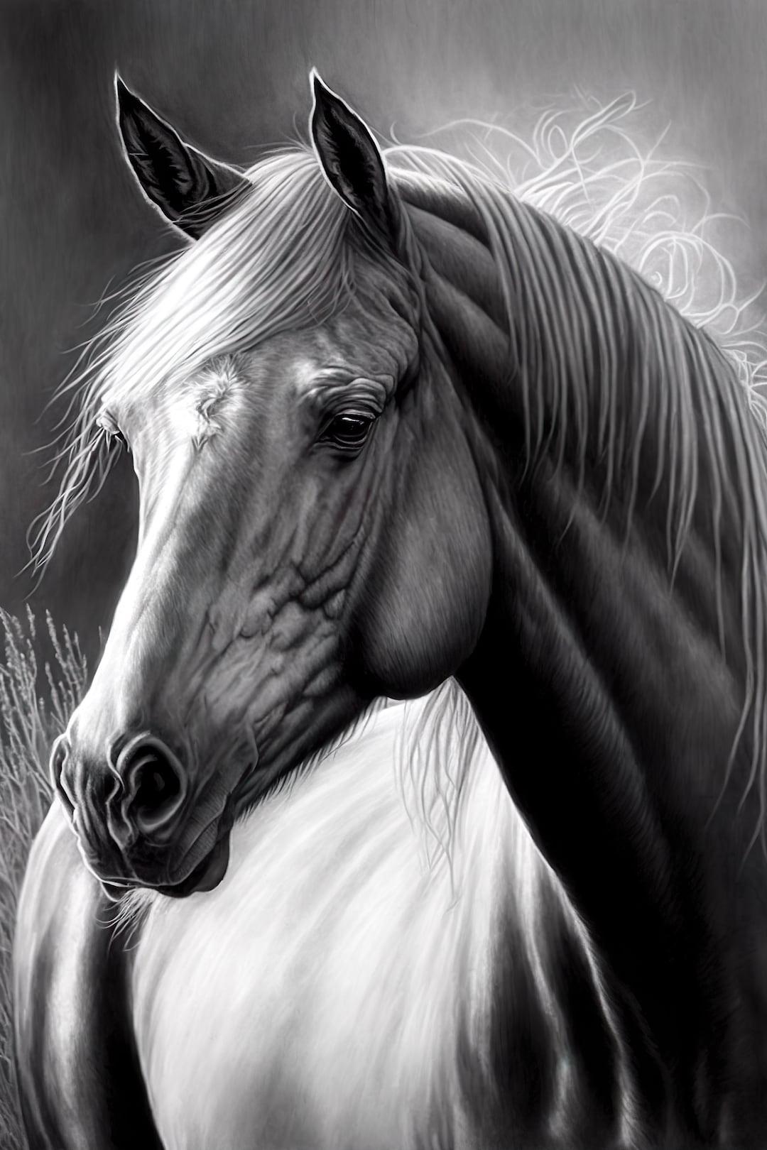 Beautiful Horse Pencil Sketch Drawing Artwork 2 Digital Download Print ...